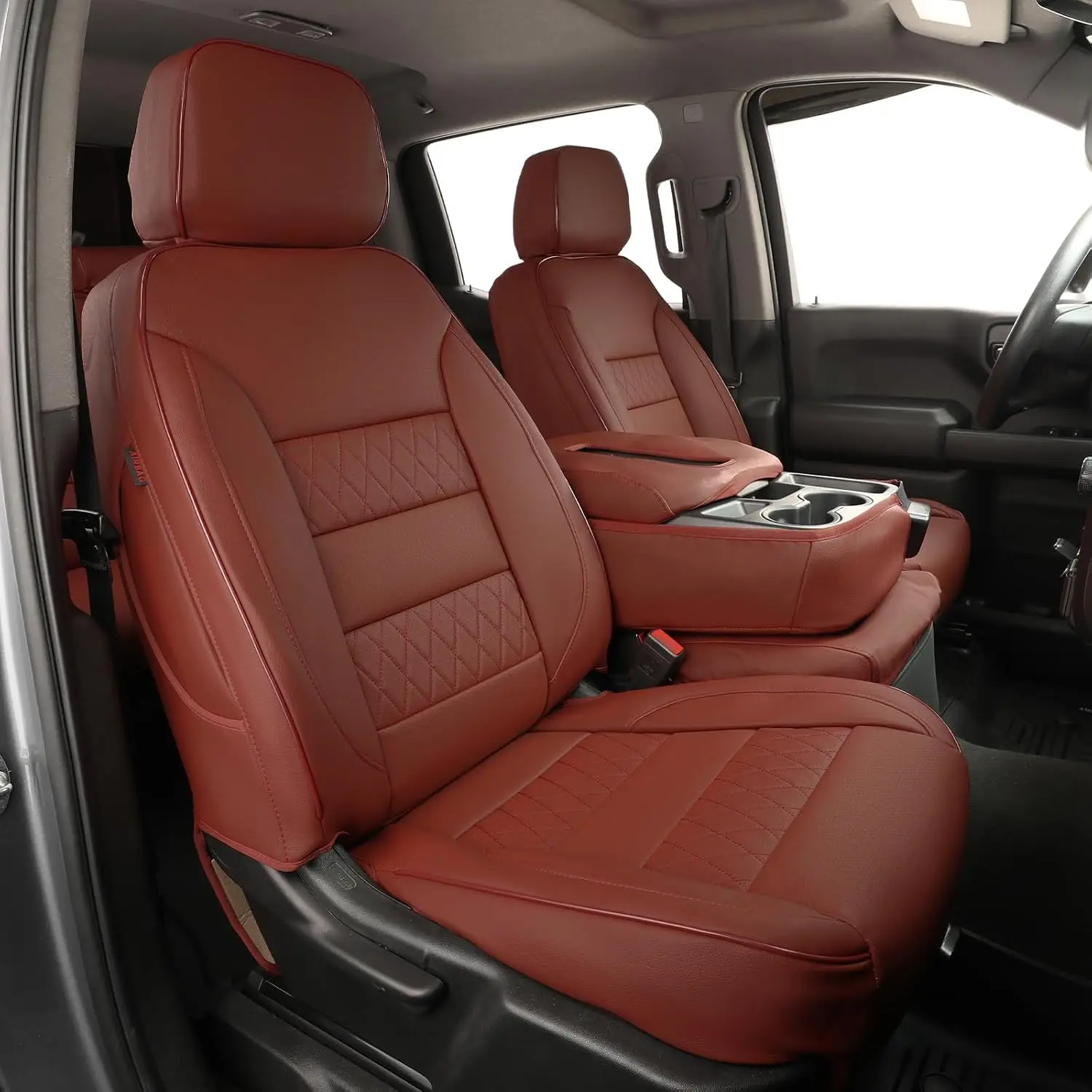 Silverado Seat Covers Custom Fit for (Double Cab) 2014-2018 Chevrolet Silverado 1500 & HD 2500/3500 LT/LTZ/Custom,Leather Car Se
