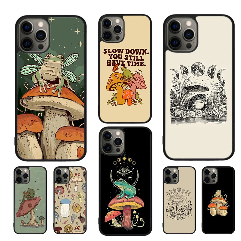 Cottagecore Frog Mushroom Moon Witchy Phone Case Cover For iPhone 16 15 14 12 13 mini 11 Pro MAX apple 7 8 Plus SE2020 Coque