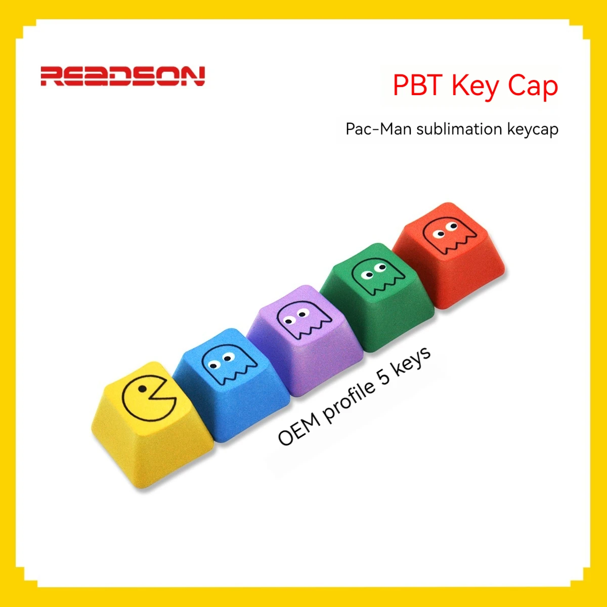 5pcs Color Pac Man Keycaps Pbt Material Heat Sublimation Customization Additional Keys  Gaming Mechanical Keyboard Accessories