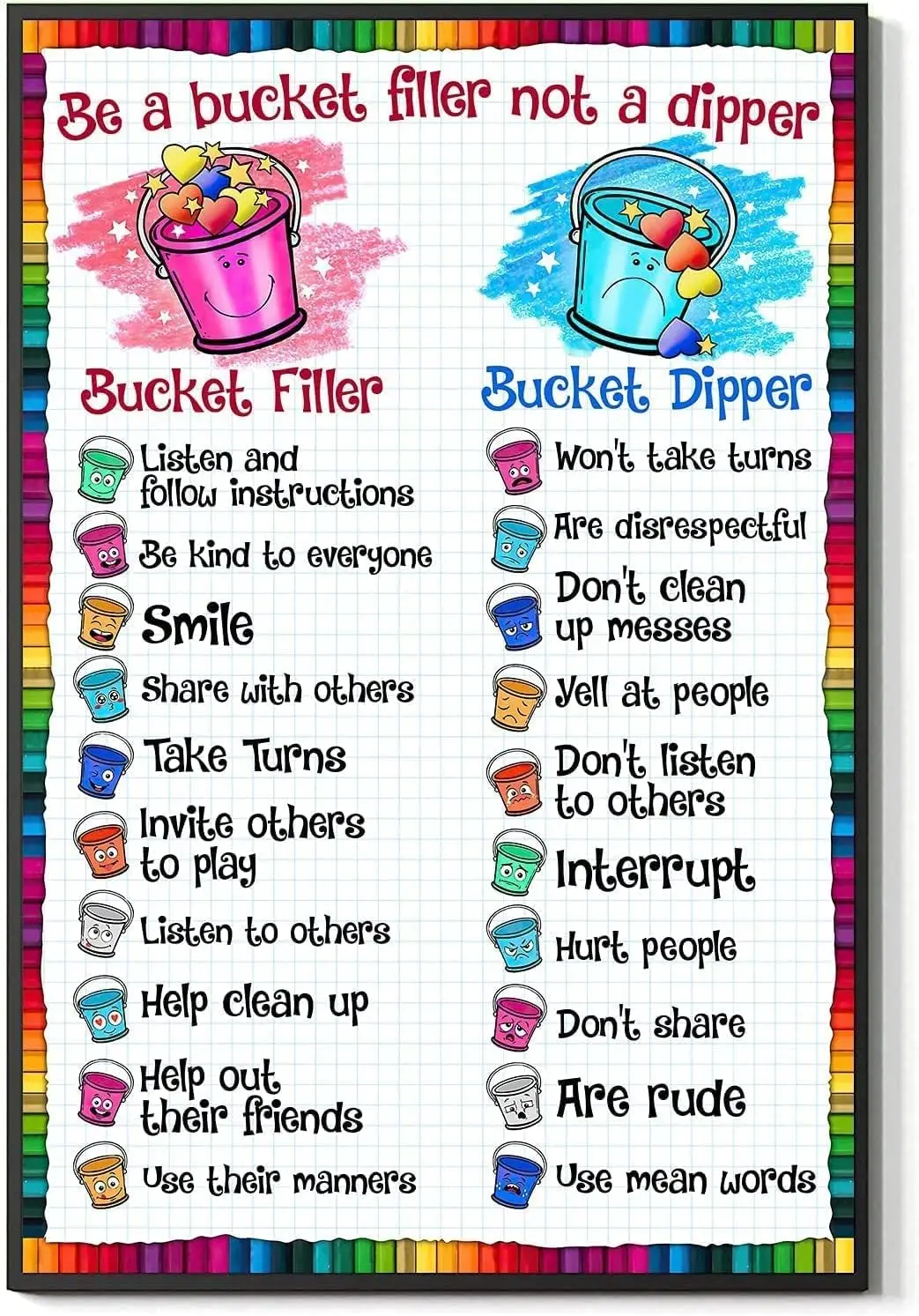 Be A Bucket Filler Not Dipper Metal Tin Signs Retro Posters Preschool Education Plaque Decorations Home Classroo