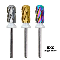 5XC Round Top Large Barrel Tungsten Nail Drill Bits For Remove Thick Gel Sharpe Carbide Burr Electric Manicure Tools 3/32