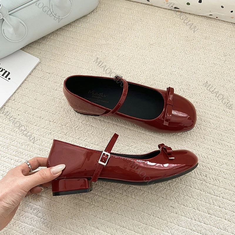 

Spring Summer Women Mary Jane Shoes Shallow Mouth Ladies Casual Fashion Butterfly-knot Low Heel Footwear Dress Leather loafers