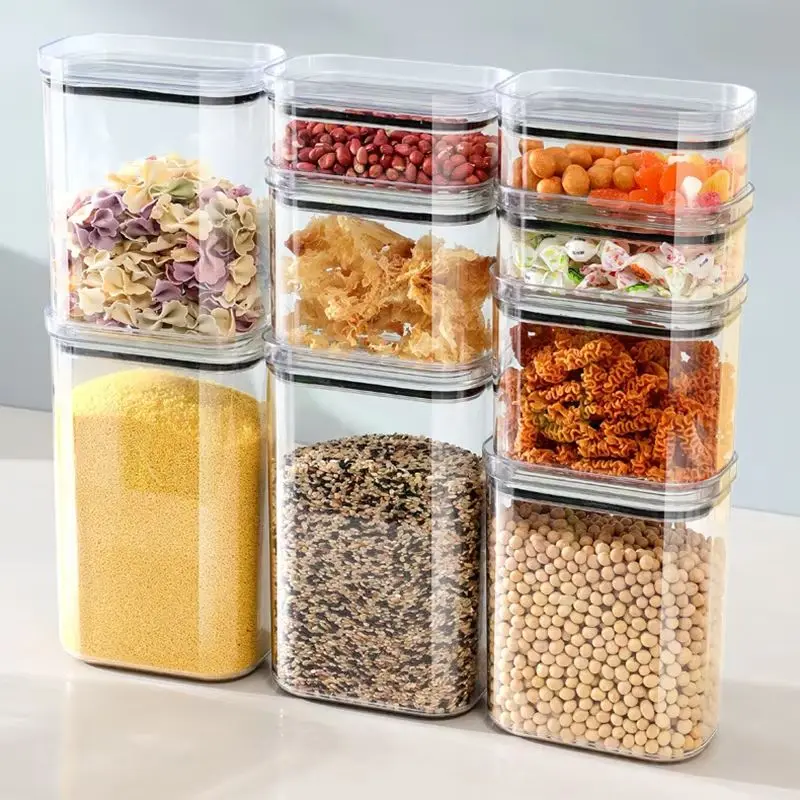 Sealed Jar Kitchen Cabinet Organizer For Grain Soybean Nuts Strong Food-Grade High-Strength Plastic Storage Container Crisper