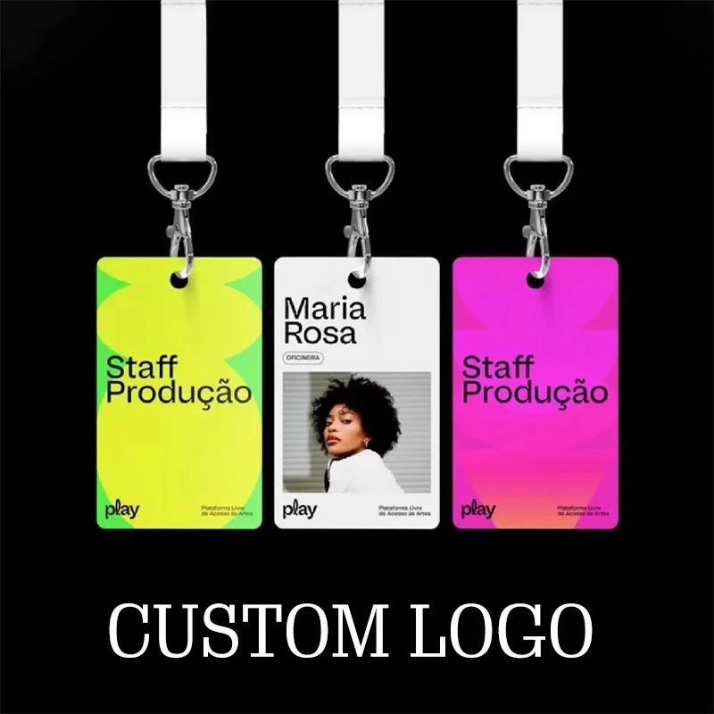 

Customized PVC 1mm Thick Glossy Matte Work Permit, Employee ID Card, VIP Activity Badge, Card Printing with Hanging Rope