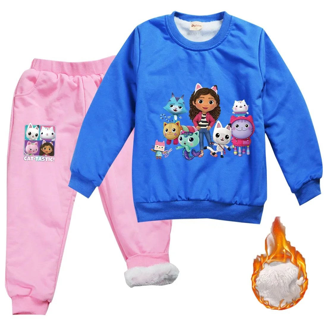 Gabbys Doolhouse Kleidung Baby Mädchen Gabi Chat Kleidung Kinder Winter Fleece Samt verdicken Sweatshirt Hose 2 stücke setzt Jungen Outfits