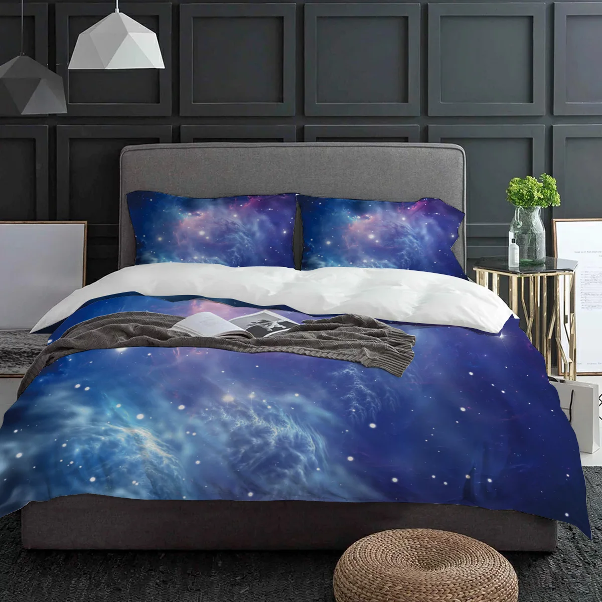 

Artistic Milky Way Stars Starry Sky Duvet Cover With Pillow Case Custom 3pcs Bedding Set Quilt Cover Double Bed Home Textile