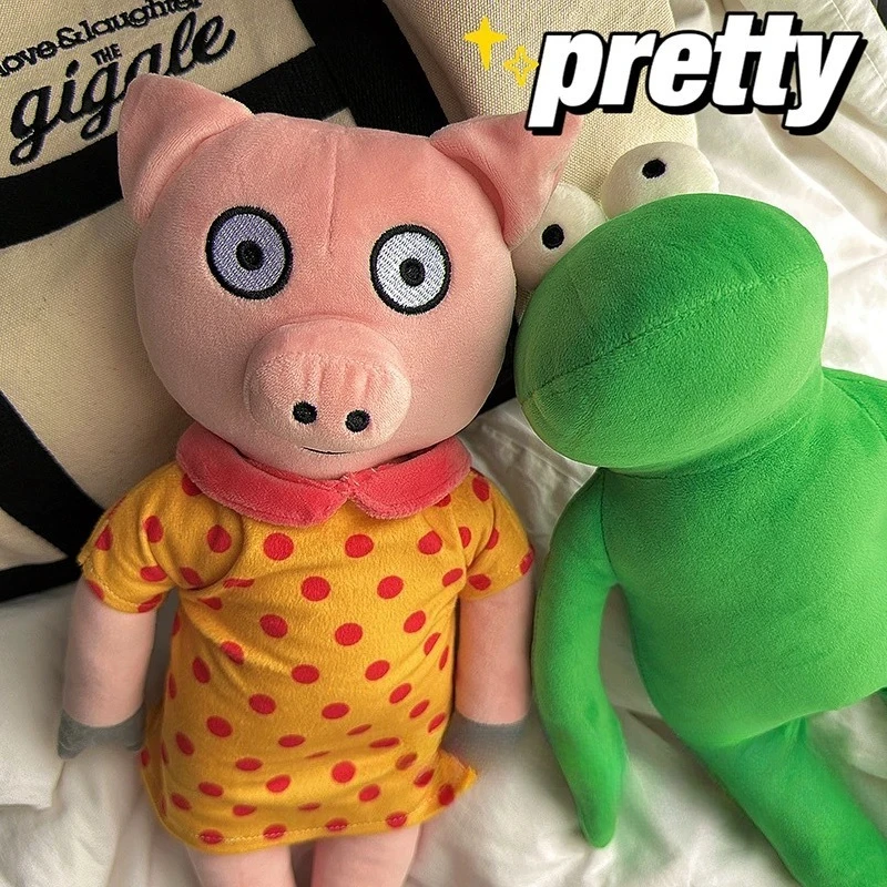 

Cartoon Pip and Posy Plush Toy Green Frog Posy Pink Pig Stuffed Animal Doll Children's Plush Gift