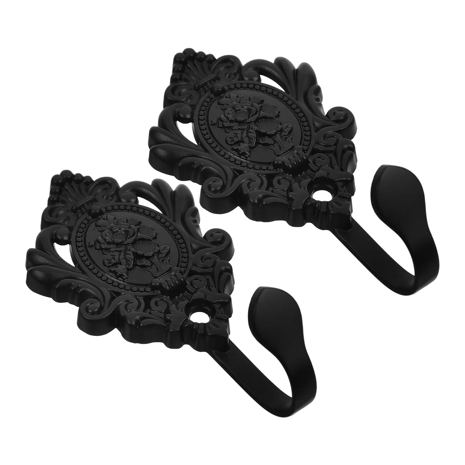 2Pcs Zinc Alloy Curtain Side Holders Elegant Vintage Style Fine Detail Crafted Tieback Hooks for Windows Drapery Living Room