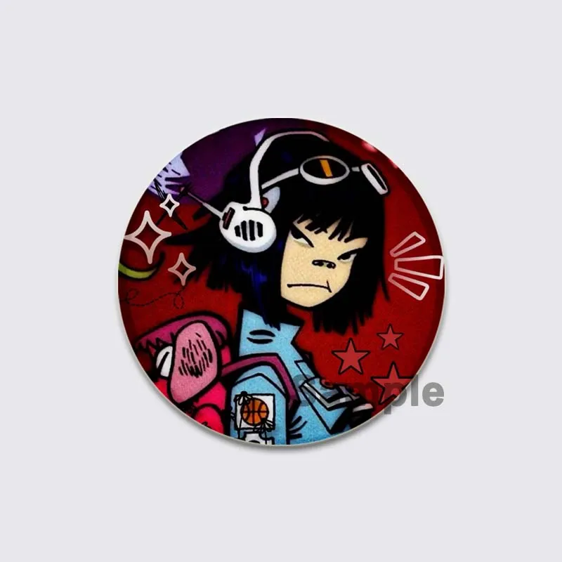 Gorillaz Band Pin Round Cartoon Funny Snap-in Brooches for Backpack Cothes Accessories Anime Collection Badge Pop Virtual Bands