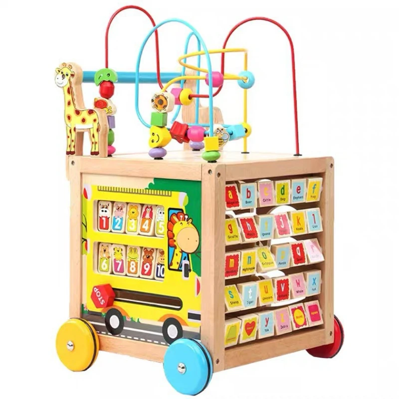 Children's Walker Trolley Baby Baby Walker Multi-functional Speed Regulation Wooden Educational Toy Car Baby Walker