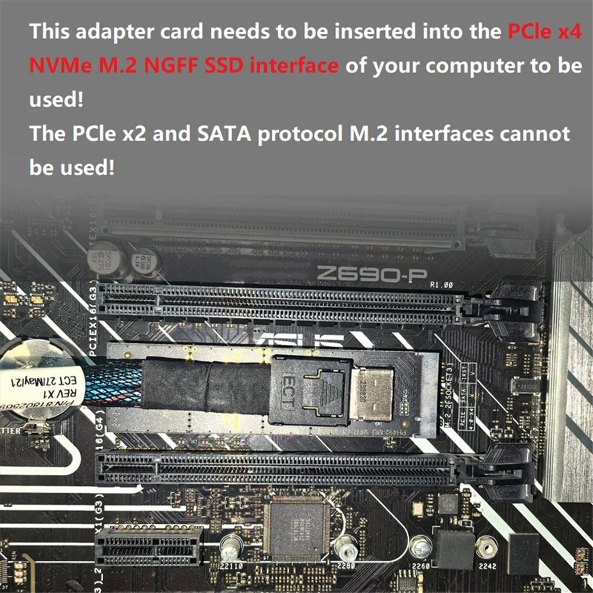 M.2 NVMe PCIe إلى Oculink أنثى حوض SFF-8612 محول M.2 Mkey Nvme إلى Oculink SFF-8611 SFF-8612 محول
