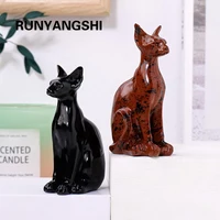 3.2 Inch Natural Gemstone Crystal Quartz Sphynx Cat Carved Hairless Cat Animal Crafts Crystal Sculpture Gifts