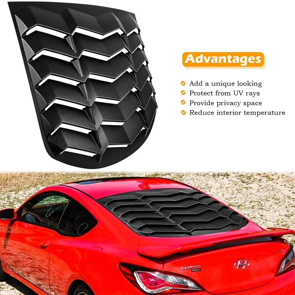 Rear+Side Window Louvers Fit for Hyundai Genesis Coupe 2010 -2016 Windshield Sun Shade Cover in GT Lambo Style Fit All Weather