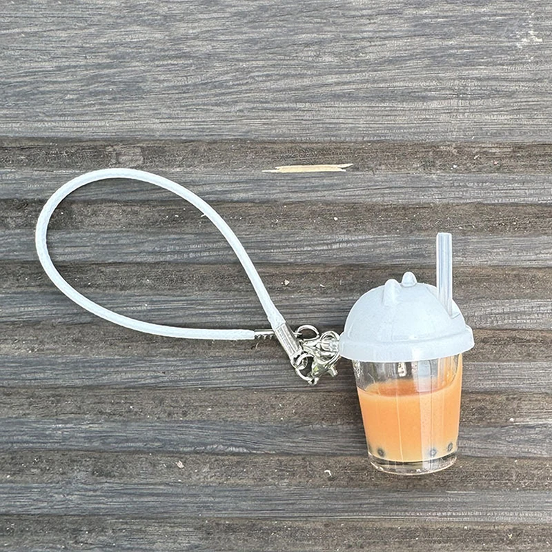 Cute Pearl Milk Tea Bag Charm Keychain Cartoon Simulation Model Coffee Cup Food Pendant Car Keychain Handbag Pendant Gift