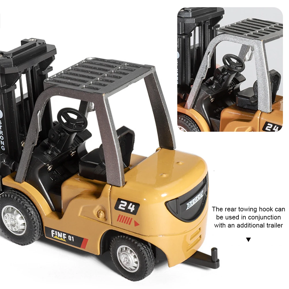 رافعة شوكية صغيرة مصنوعة من خليط معدني بنسبة كاملة 1:64 تعمل بالتحكم عن بعد سيارة هندسية كهربائية نموذج هدية للأولاد