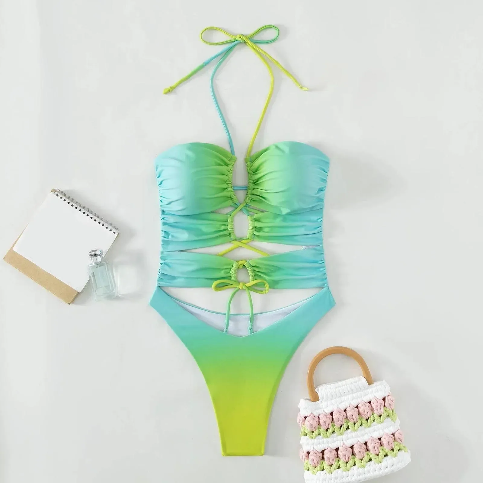 Abiti da spiaggia per le donne Costumi da bagno Costumi da bagno Costumi da bagno Abito da spiaggia Glutei pesca Triangolo Bikini Set Trajes De BañO Mujer