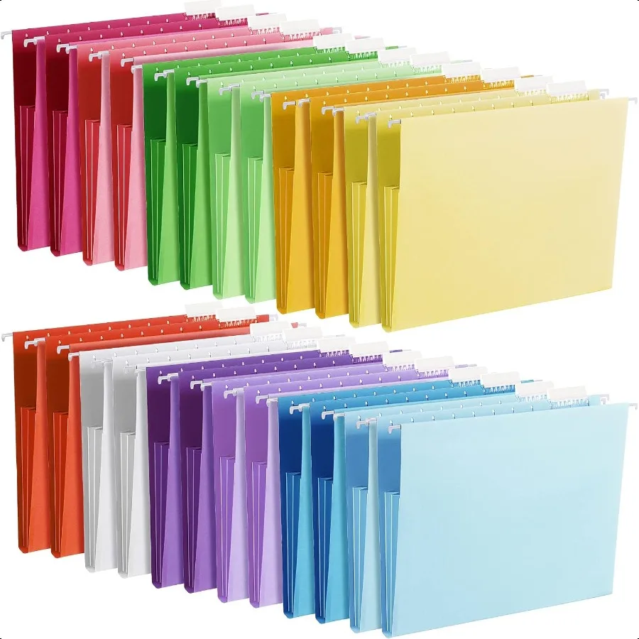 

24 Pack Hanging File Folders 3 Pleats Letter Size File Cabinet Folders with 1 5Cut Adjustable Tabs Expandable Document Cabinet