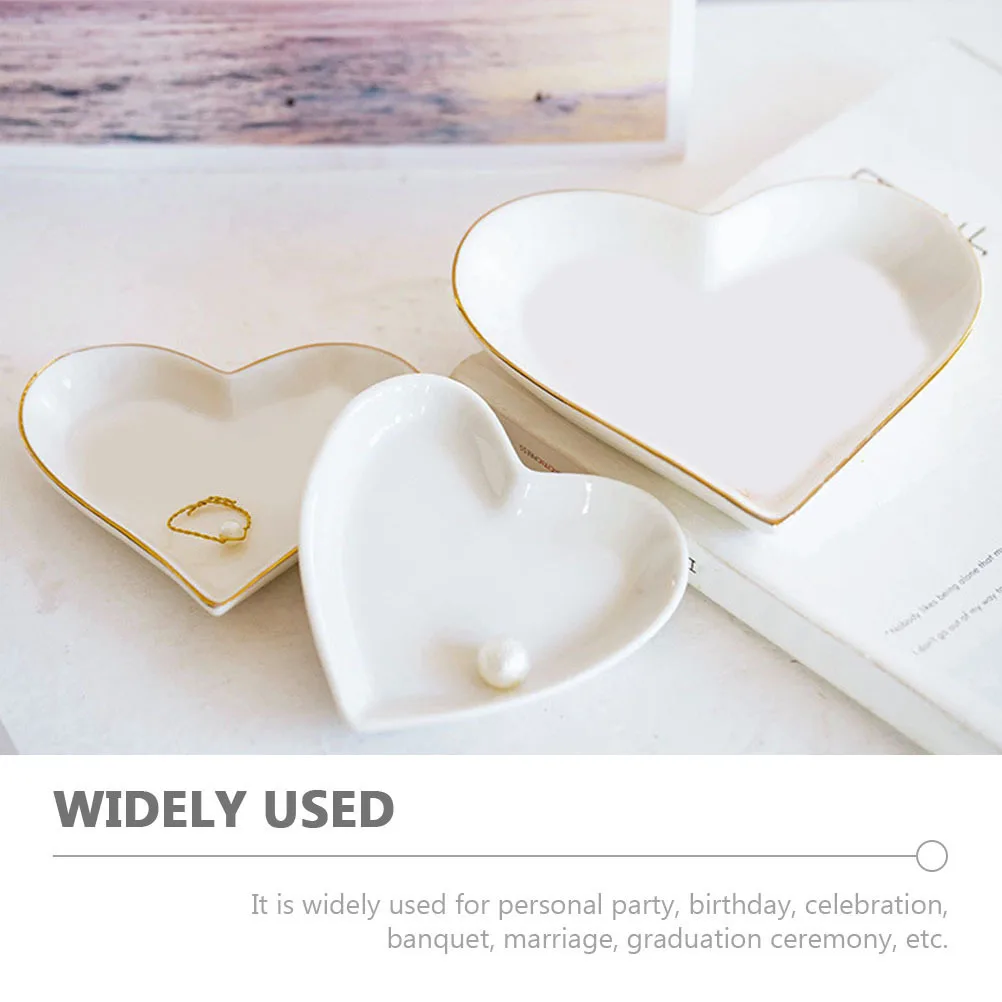 

2Pcs Heart Shaped Ceramic Plate Multifunctional Dessert Snack Tray Fruit Serving Dish Ceramic Plate Food Holder