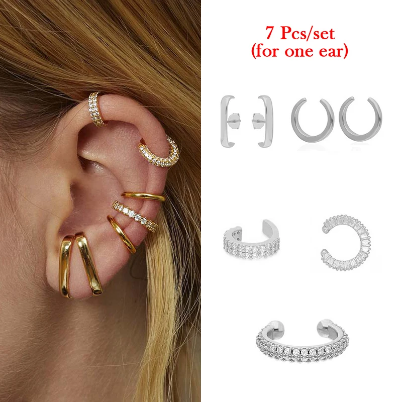 TIANDE Gold Plated Earring Set for Women Boho CZ Zircon Ear Cuff Women\'s Stud Hoop Drop Earrings 2022  Fashion Jewelry Wholesale