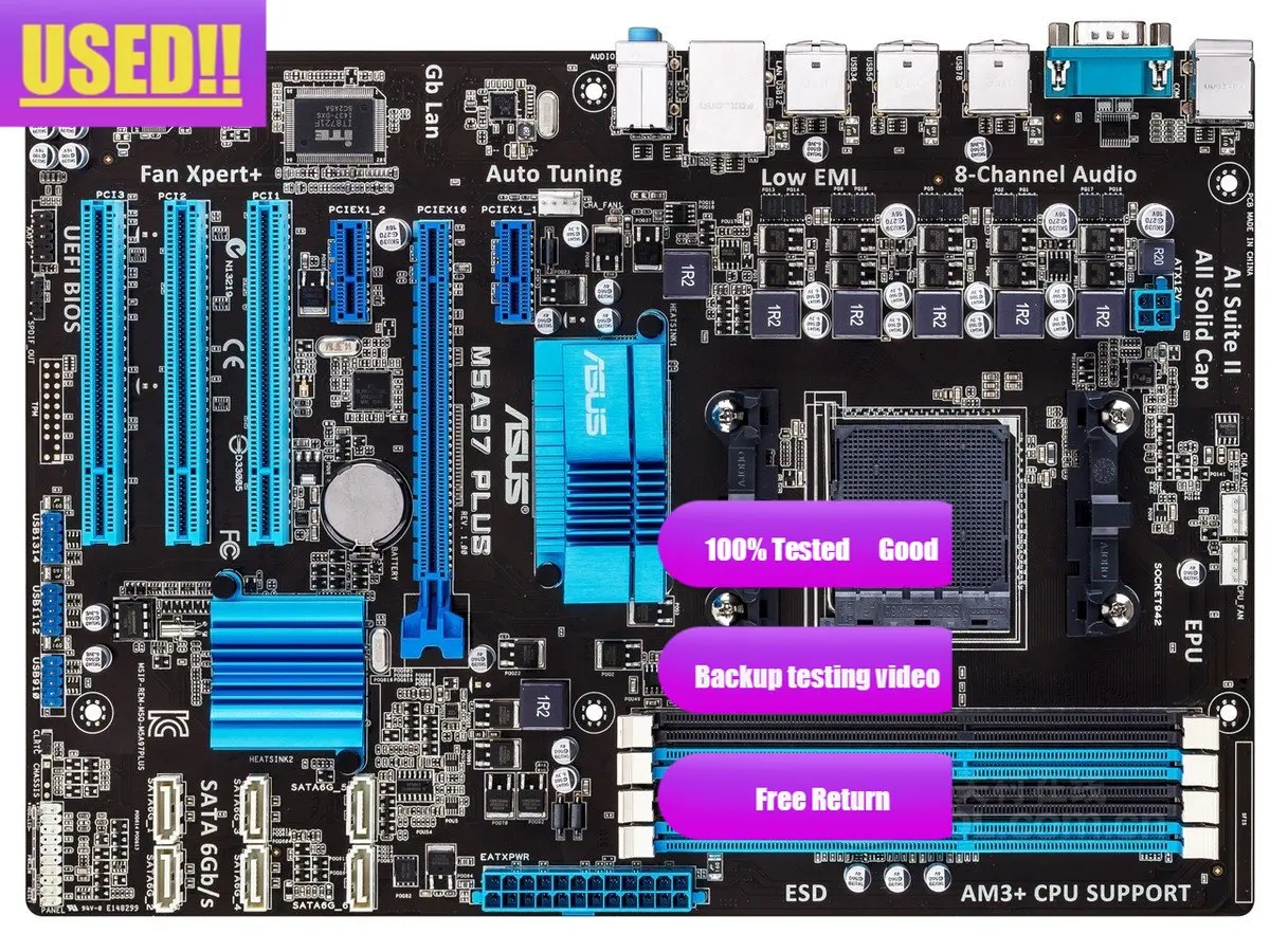 Imagem -02 - Asus-placa Mãe Desktop M5a97 Plus Tomada 970 Am3 Ddr3 Sata3 Usb 2.0