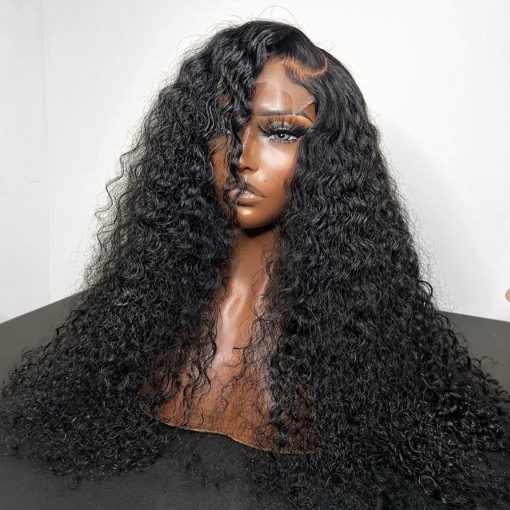 

Kinky Curly Lace Front Wigs For Women Synthetic Dark Brown Deep Curly Lace Frontal Wigs Pre Plucked with Baby Hair Glueless