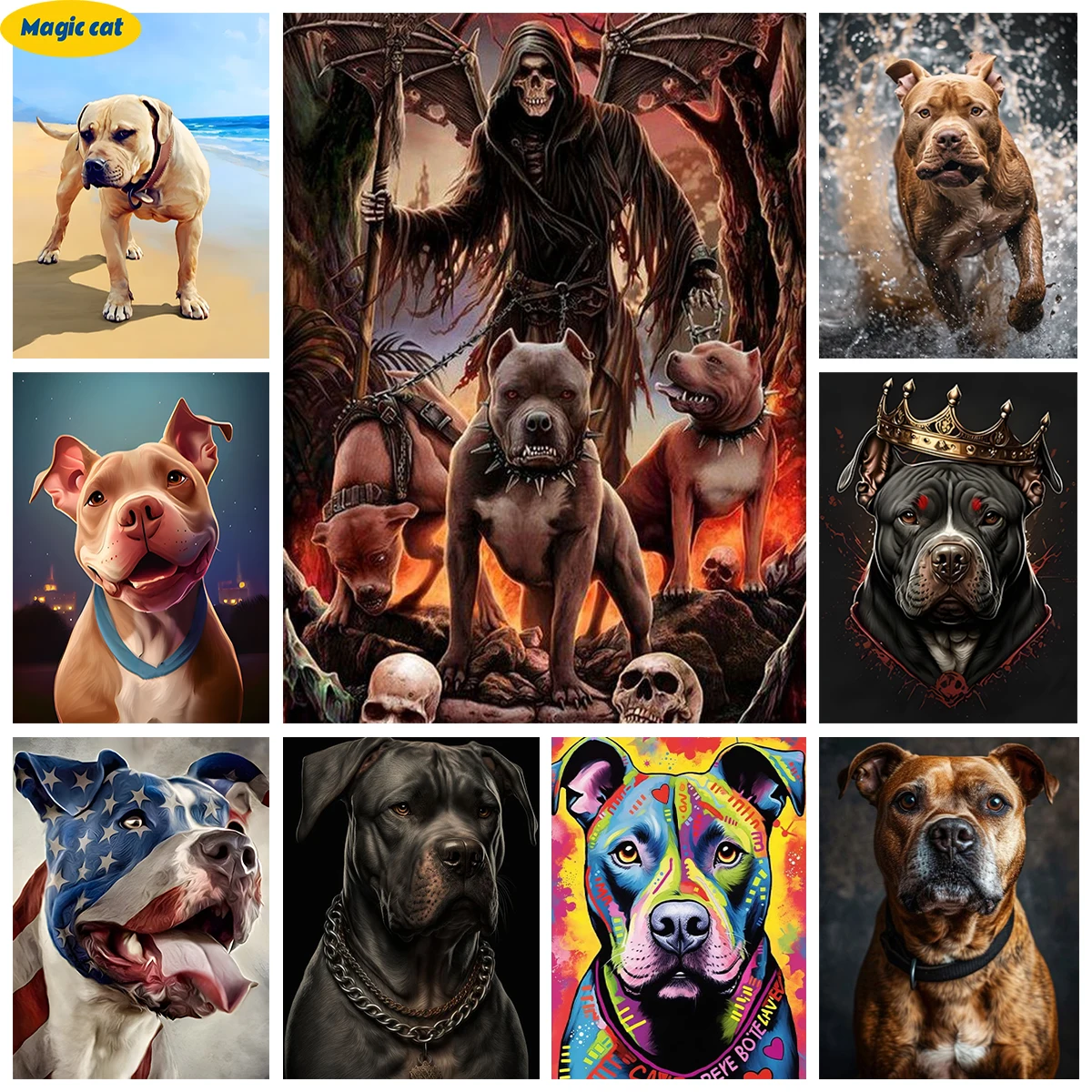 Pit Bull 5D Diamond Painting Pet Dog Portrait Hand Decor Diy Diamond Embroidery Cross Stitch Mosaic Home Wall Decor Child Gift