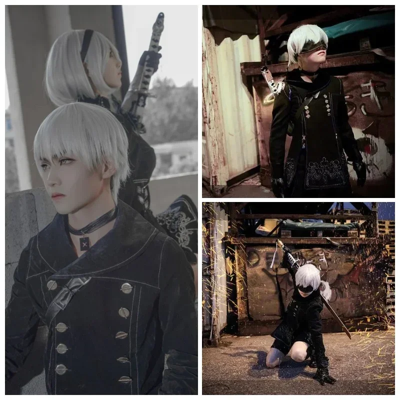 SN66 Anime Nier Automata Cosplay 9S Yorha 2B Vestito Cosplay Uomo Donna Vestito Parrucca Travestimento Costume Plus Size Fancy Party BlackW &