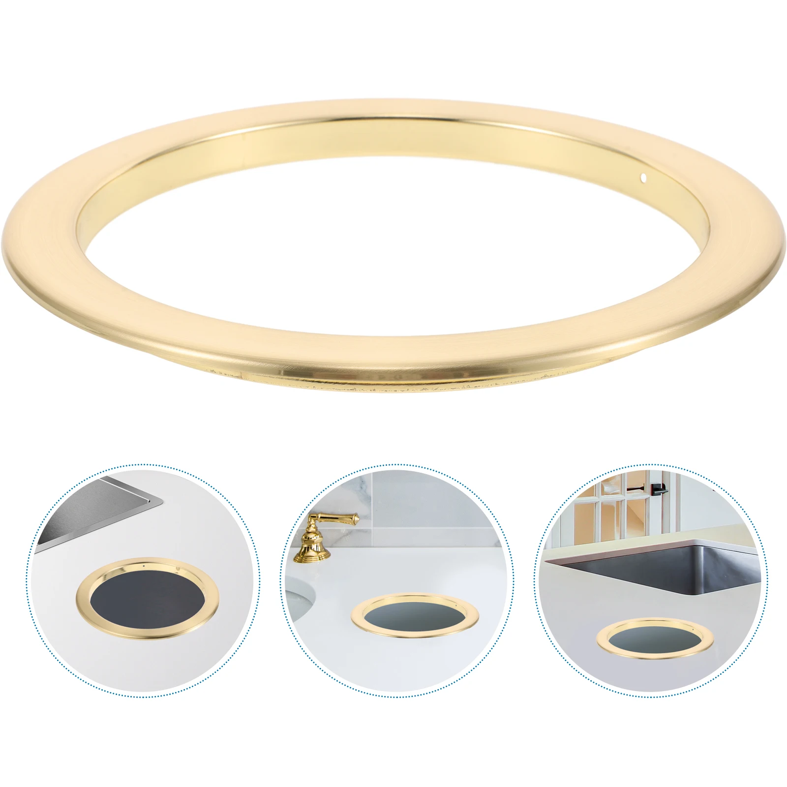 

Trash Bin Lid Stainless Steel Embedded Kitchen Countertop Grommet Bathroom Sink Waste Chute Cover Metal Round Desk Accessories