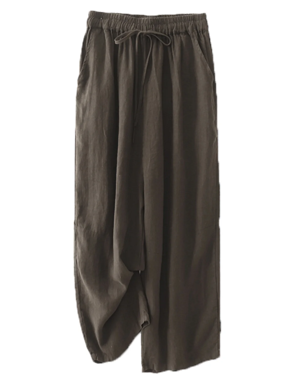 Hoge taille wijde pijpen broek dames casual losse pasvorm bamboe katoen kleur plus maat broek met rechte pijpen zomer 2025,