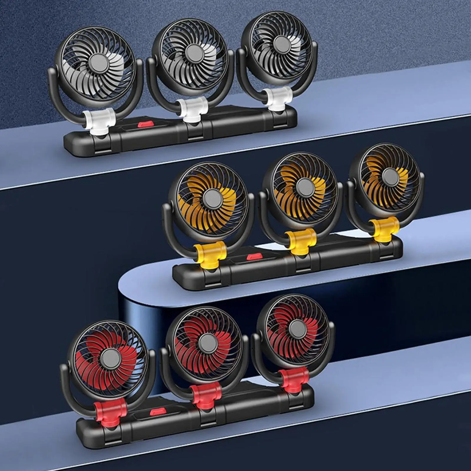 

Автомобильный охлаждающий вентилятор, вращение на 360 градусов, циркулятор воздуха, тихий, с тремя головками, универсальный, 2 скорости, регулируемый вентилятор циркуляции воздуха, автоматический воздушный охладитель