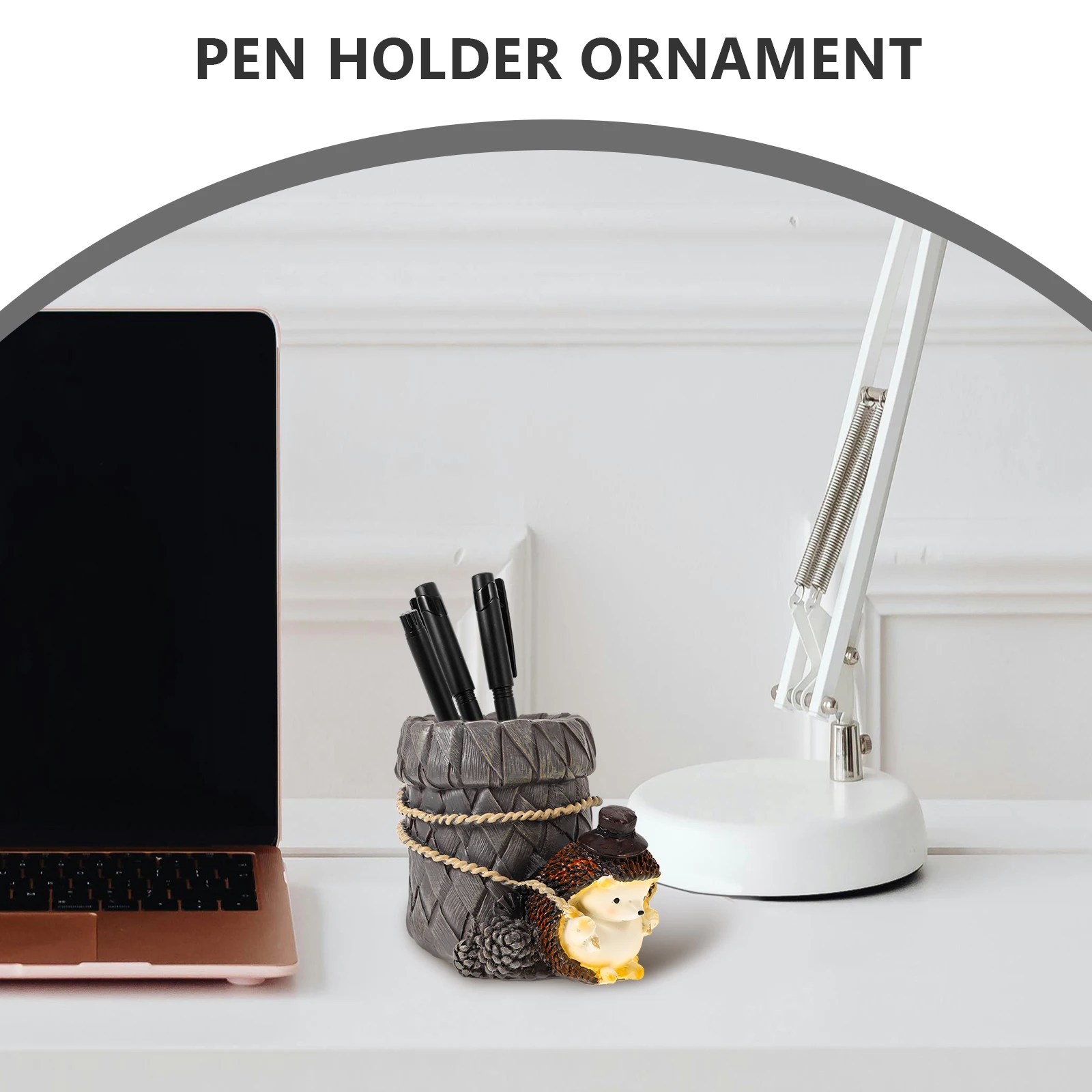 

Creative Hedgehog Pen Holder Cute Animal Desktop Organizer Resin Holder For Pencils Makeup Brushes Resin Adornment