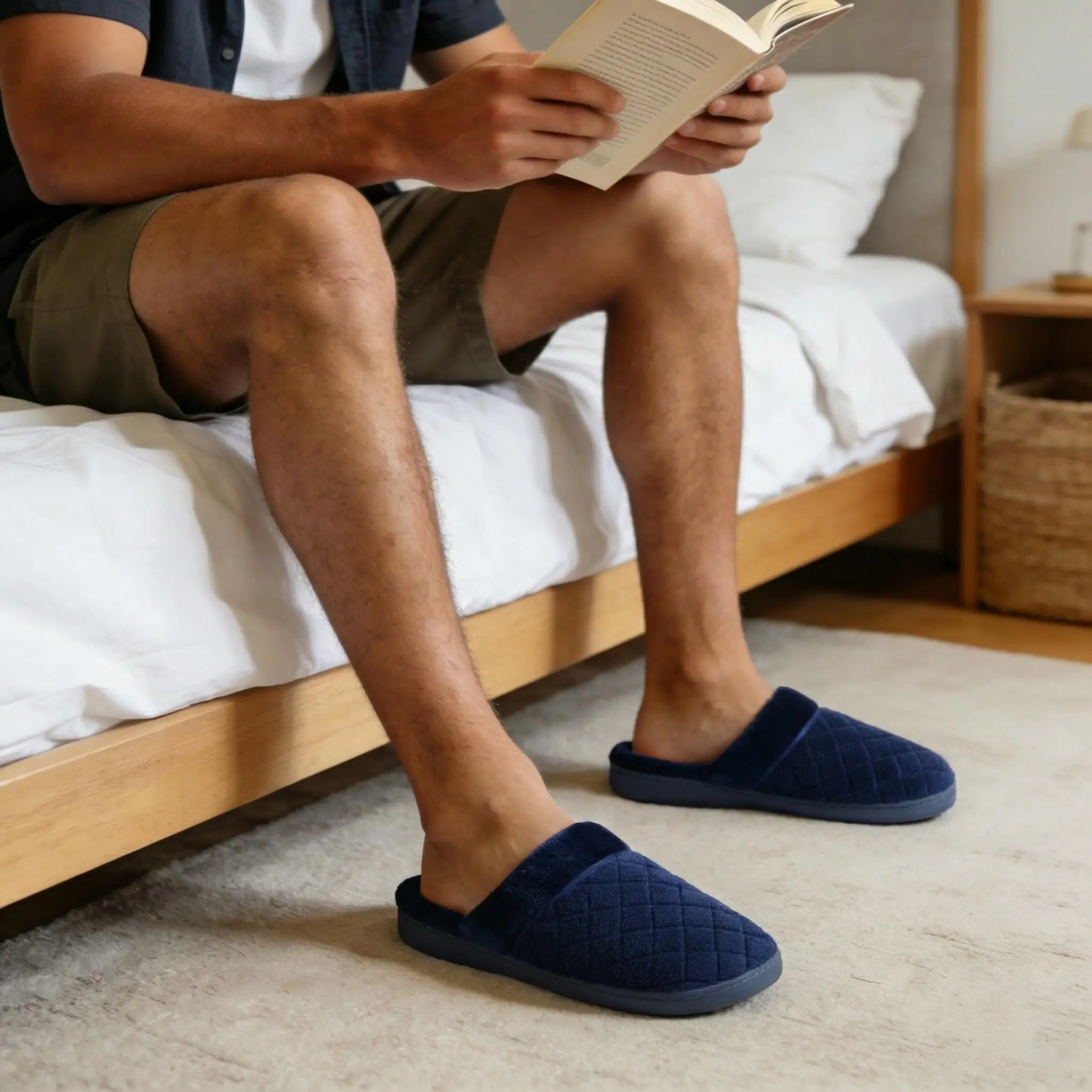 Shevalues Leichte Damen-Baumwollpantoffeln mit weicher Sohle, rutschfeste Hausschuhe, Memory-Schaum, Unisex-Schlafzimmer-Schuhe – Detail 15