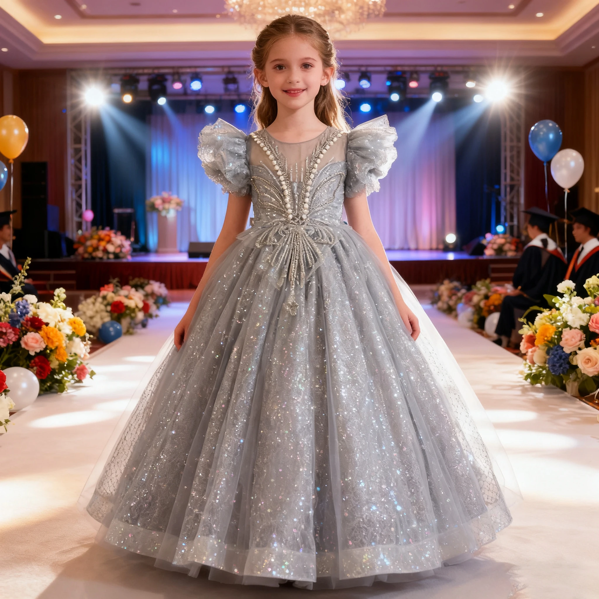 Girls elegant Princess Dress Teenage luxury sequined Prom formal gown Flower girl dress Wedding evening New Year Clothes