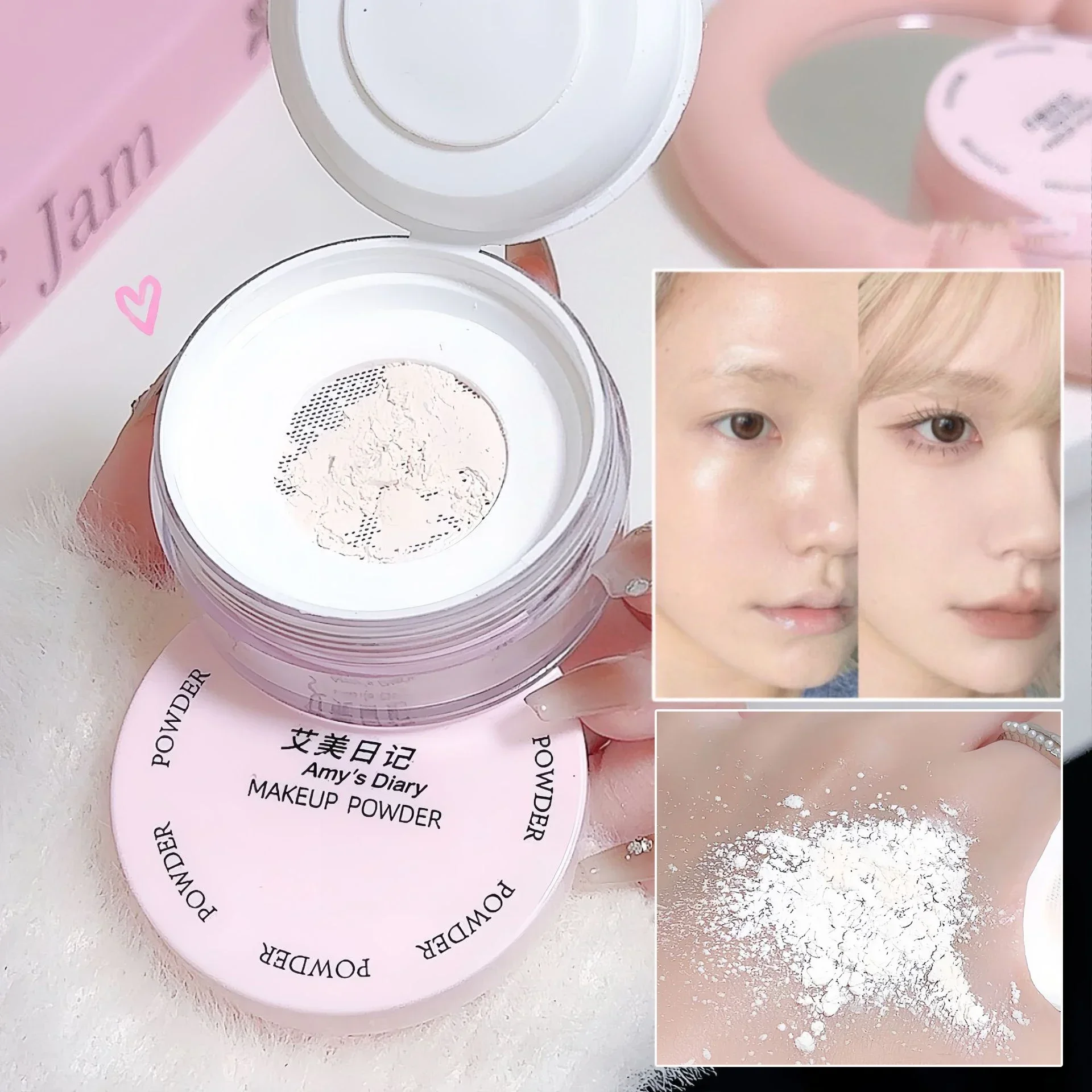 Matte Luft einstellung loser Puder transparent weiß langlebiges Finish Make-up Öl Kontrolle Abdeckung Gesicht Puder Kosmetik mit Puff