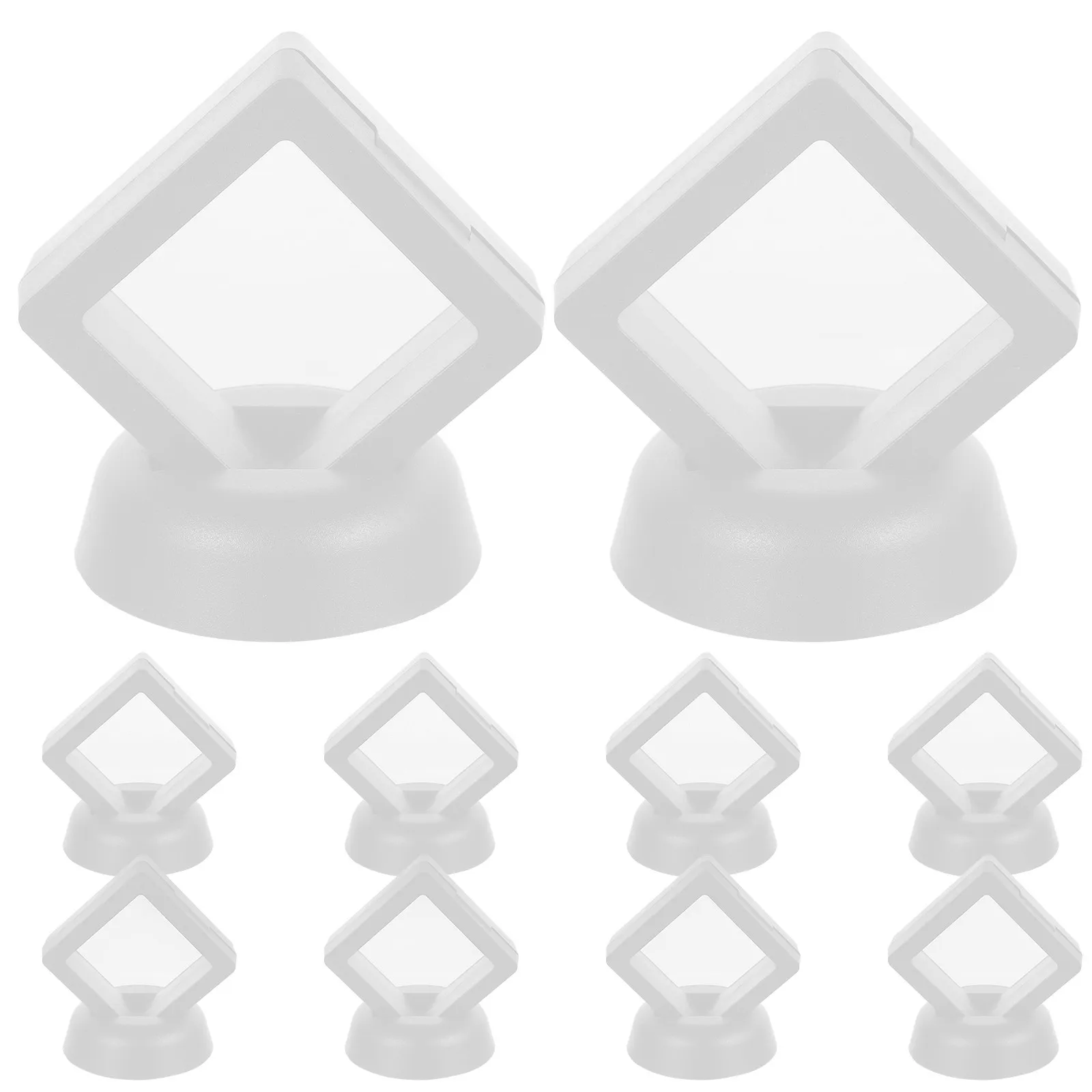 

10Set Jewelry Box ABS Material Dustproof Floating Holder for Rings Necklaces Organizer Display