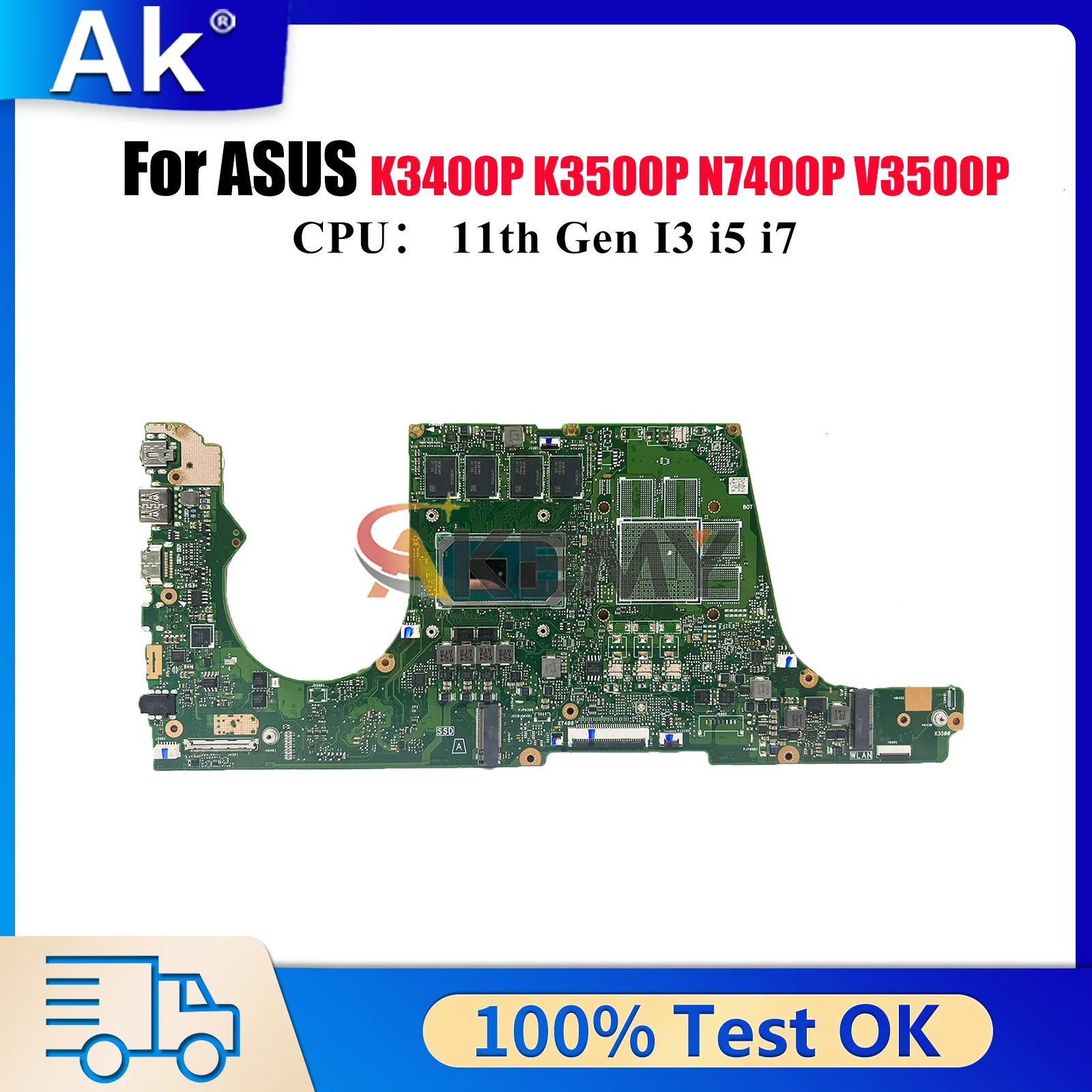 

X7400PA Laptop Motherboard For ASUS K3500P X7400PC V3400P K3400P X7400PE V3500P X7400P N7400P Mainboard With 11th Gen I3 i5 i7
