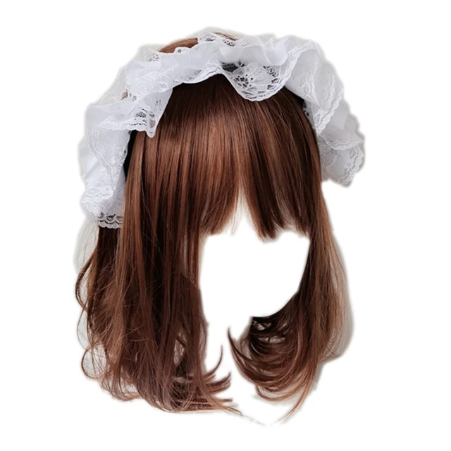 Dziewczęce koronkowe obręcz do włosów z wielowarstwowymi koronkowymi strojami śliczna pokojówka chluba Anime Gothic Cosplay z pałąkiem na głowę DXAA