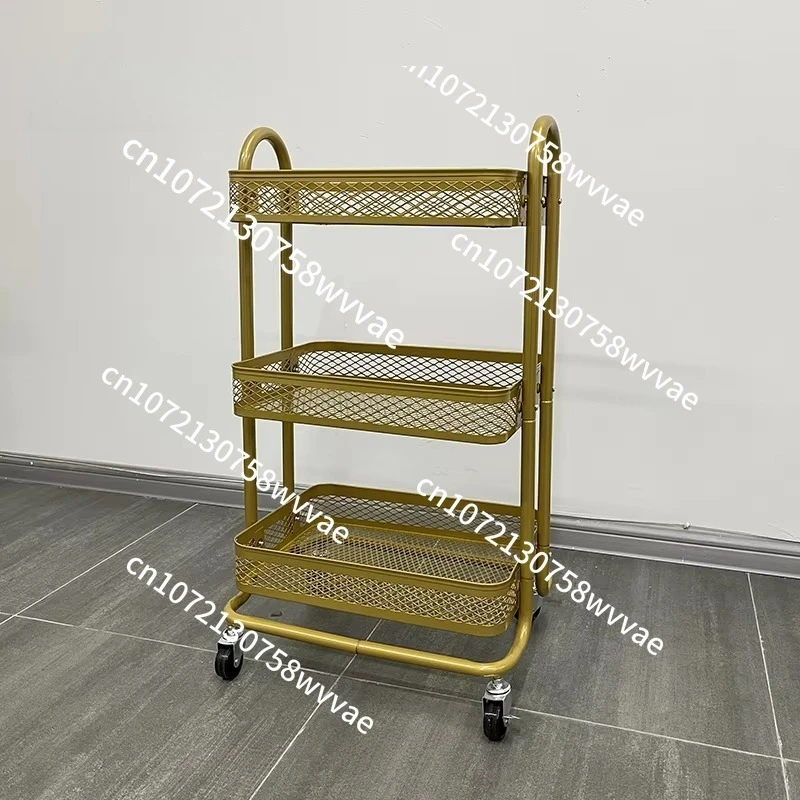 

Wallyb eauty New Design Makeup Salon Cart 3 Tiers Pedicure Spa Nail Shop Trolley Gold B eauty Trolley with Lockable Wheels