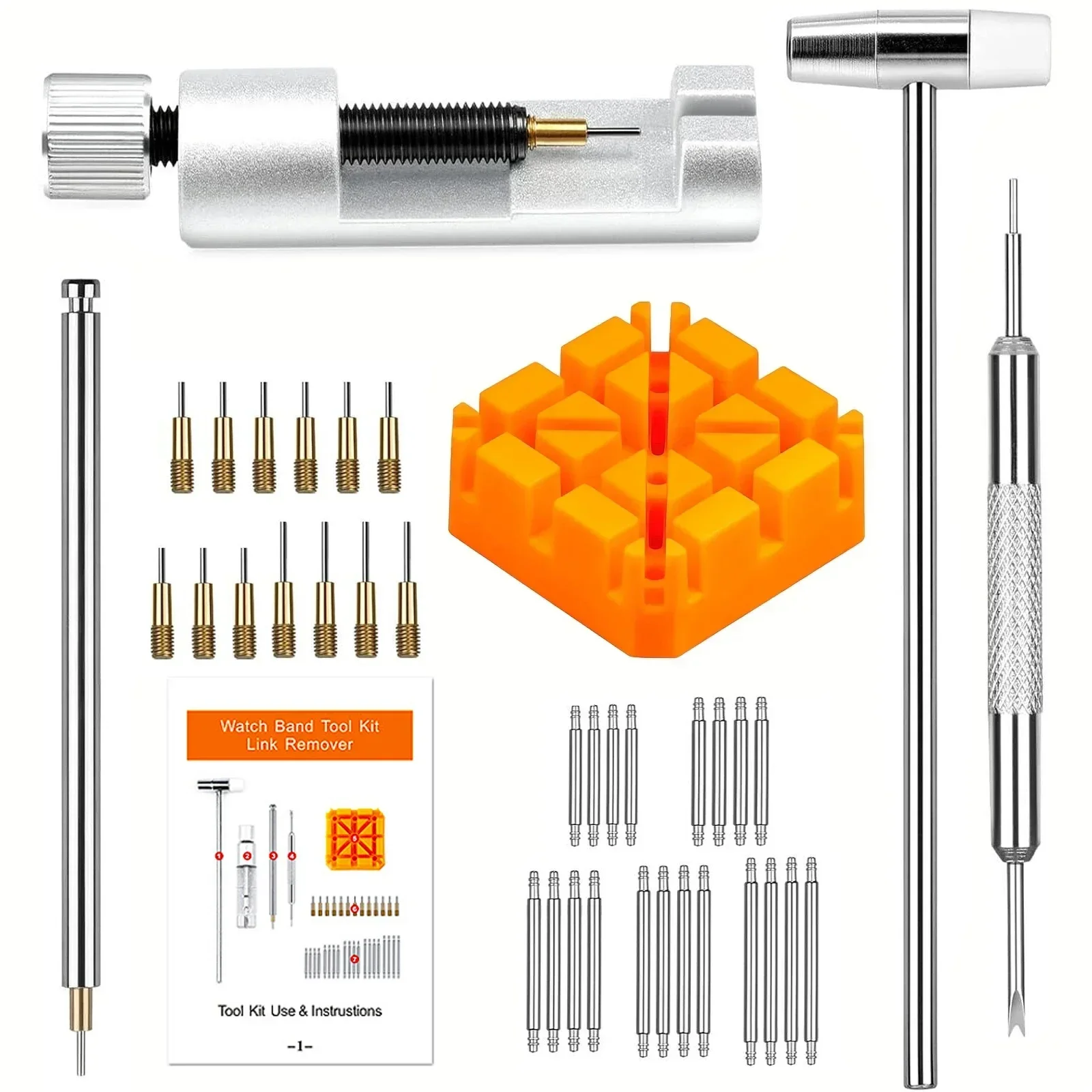 39pcs/set Watch Link Removal Tool, Watch Band Tool Kit,Repair Kit For Watch Bracelet Adjustment And Replacement,With User Manual