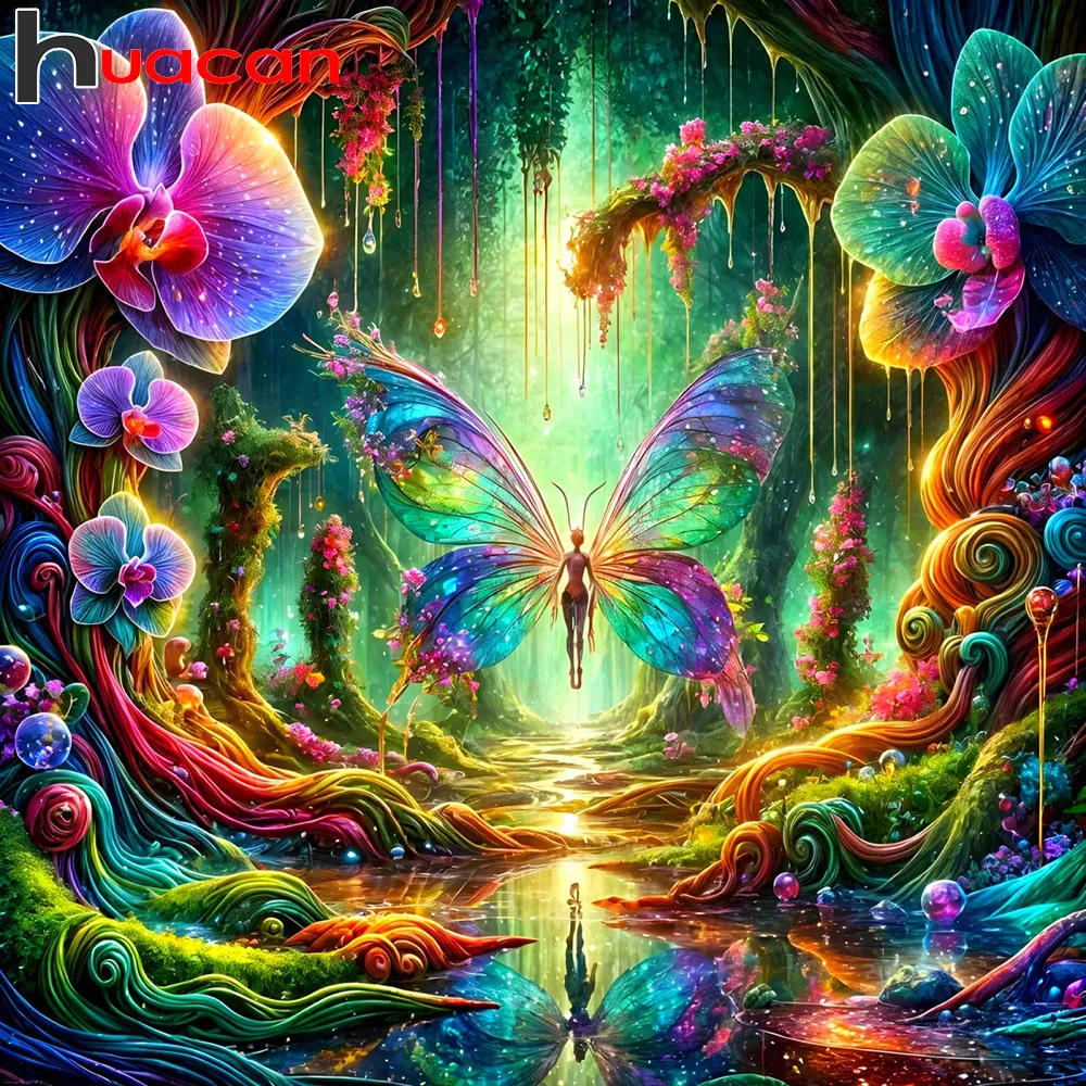 Huacan Diamantmalerei Cartoon Vollquadratisch Rund Mosaik Blume Neuheiten Raumdekoration