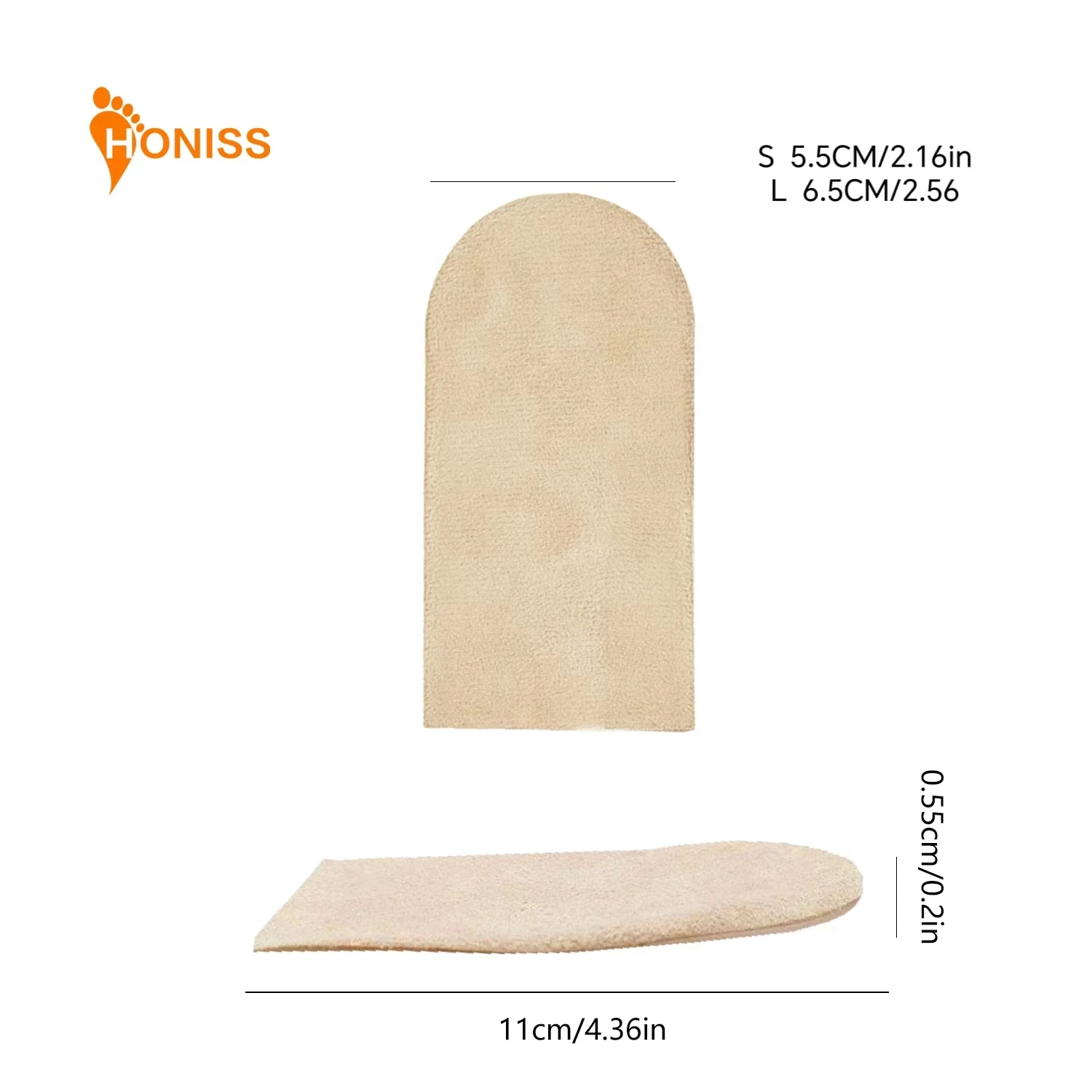 HONISS Multi-layer Gel Heightening Insole, Removable Silicone Heel Pad, Comfortable Fit, Anti-shock and Pressure-reducing Shoes