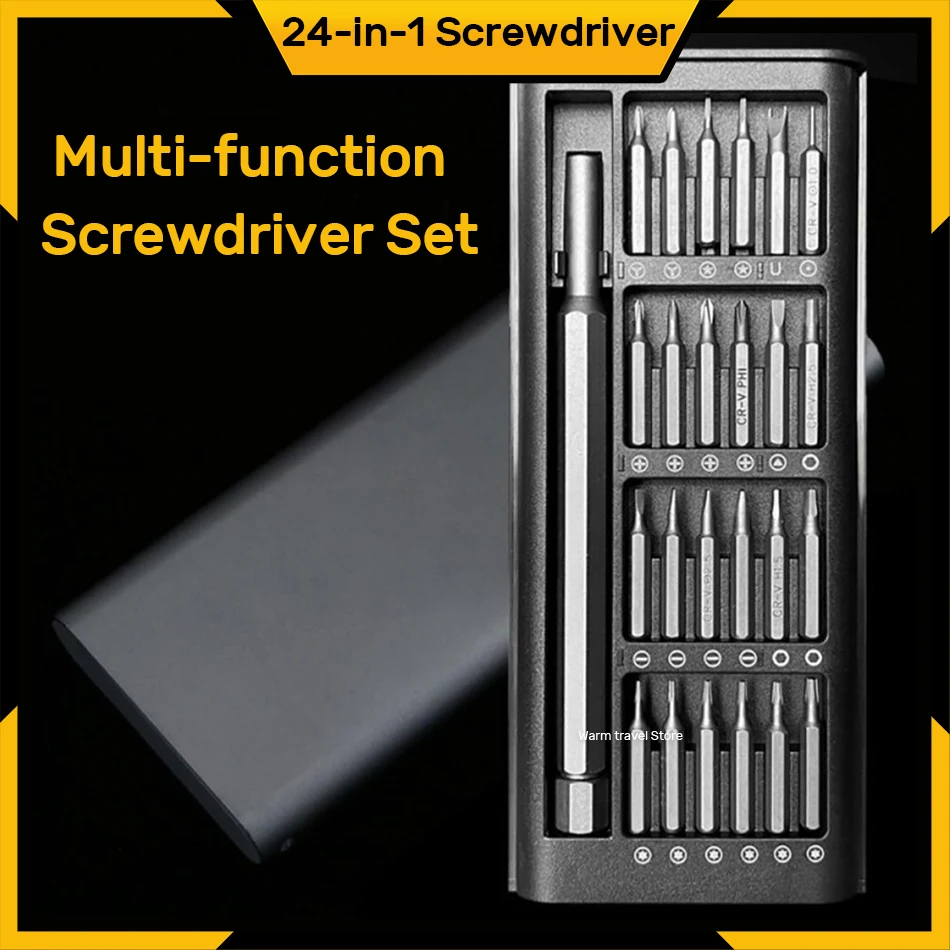 

24 in 1 Precision Screwdriver Set Magnetic Screw Driver Hexagonal Flat Head Screwdriver Head for Mobile Phone PC Watch Camera