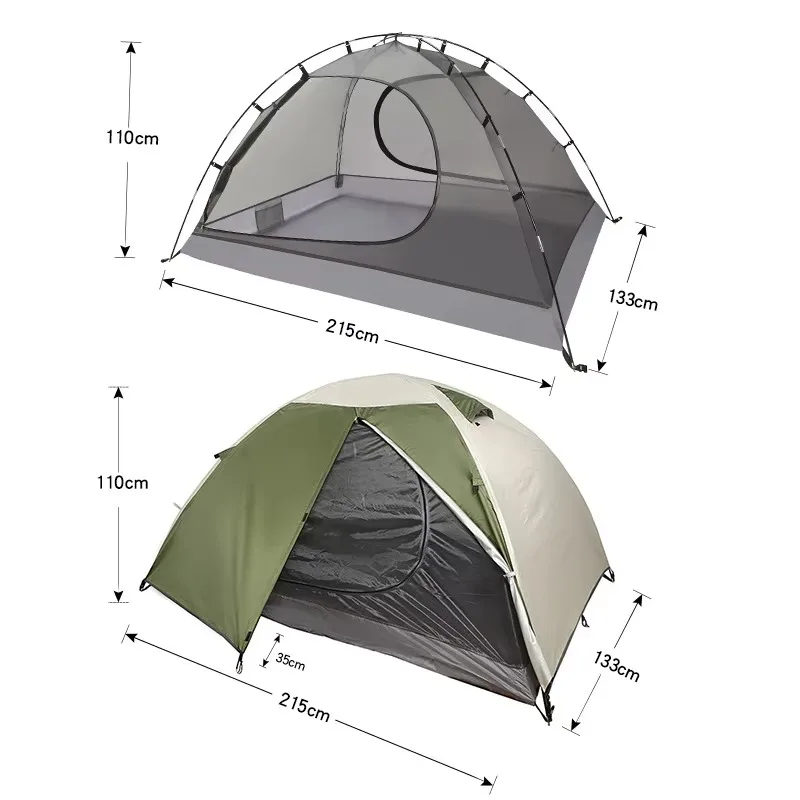 Outdoor Ultra Light Portable Double Layer Camping Tent Rainproof Waterproof Fiberglass Pole Camping Mountaineering Tent