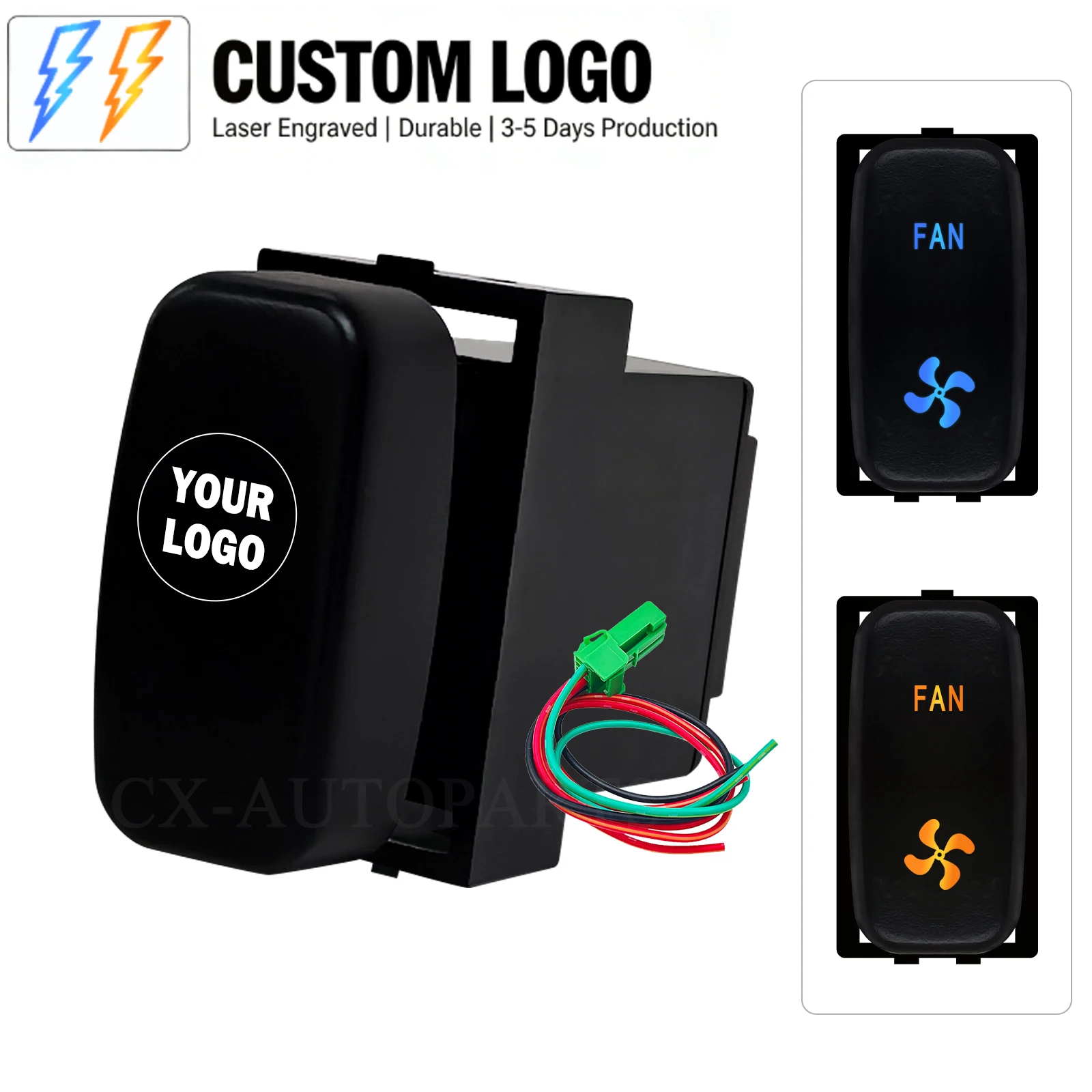 Customizable Push Switch 12V Car Light Button Blue / Amber LED For Mitsubishi Pajero V73 V93 Lancer Outlander ASX L200