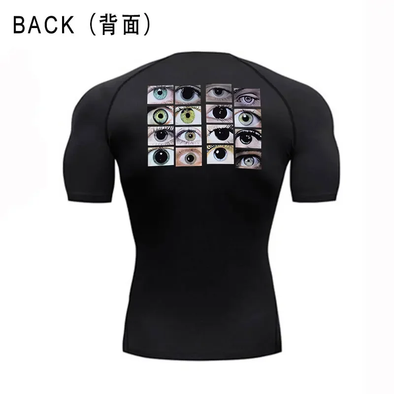 

Men Running Compression T-shirt Short Sleeve Sport Tees Gym Fitness Male Jogging Y2K Eyes Tracksuit Homme Athletic Shirt Tops