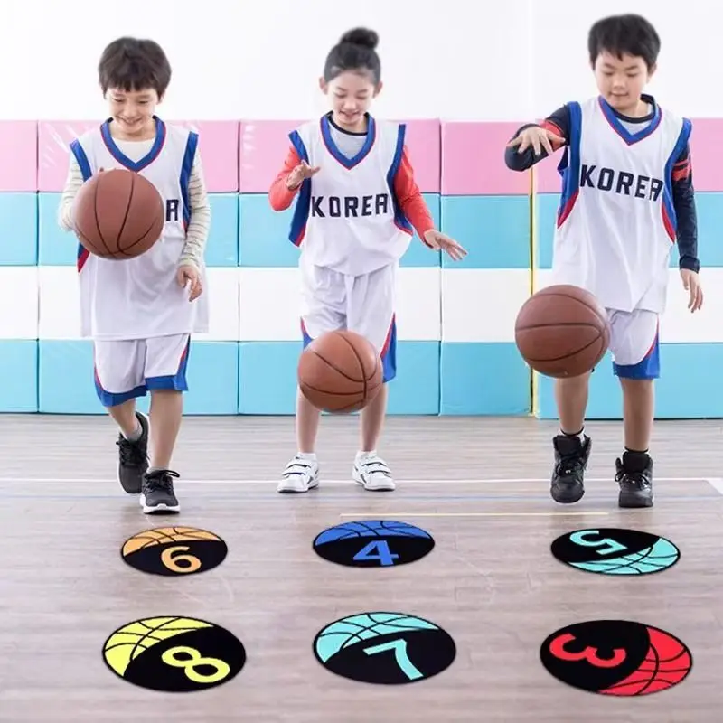 Basketball Spot Marker Colorful Anti-Slip Rubber Sports Training Markers Round Flat Number Dots Training Disc Marker Court Floor