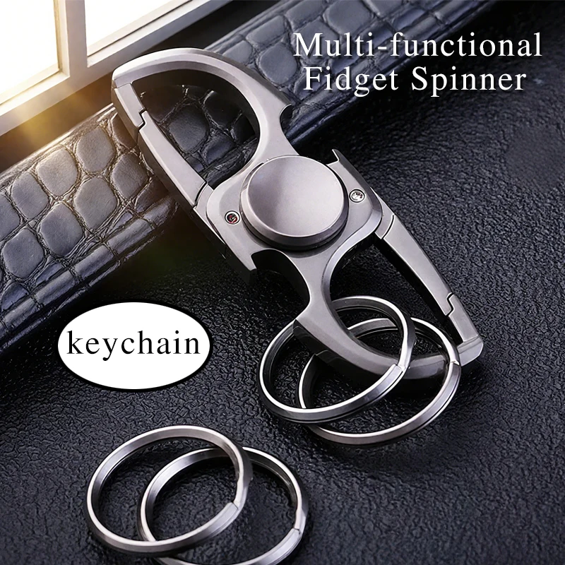 耐久性のあるメタル製フィジェットスピナー 3-in-1: 不安軽減ハンドトイ + キーホルダー + 栓抜き、楽しくて機能的なEDCギア フィジェットトイ