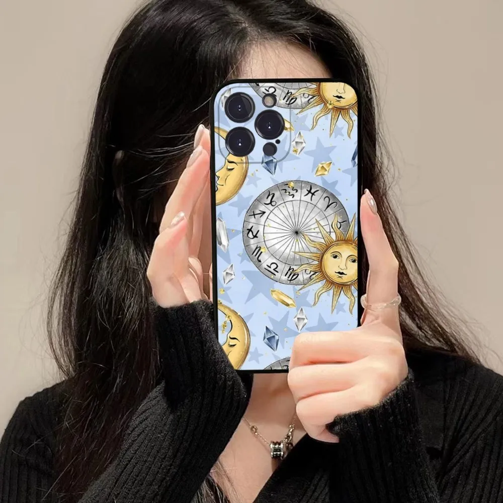 شخصية الفن الشمس القمر قضية الهاتف آيفون 14 11 12 13 Mini Pro XS ماكس غطاء 6 7 8 Plus X XR SE 2020 فوندا شل #2