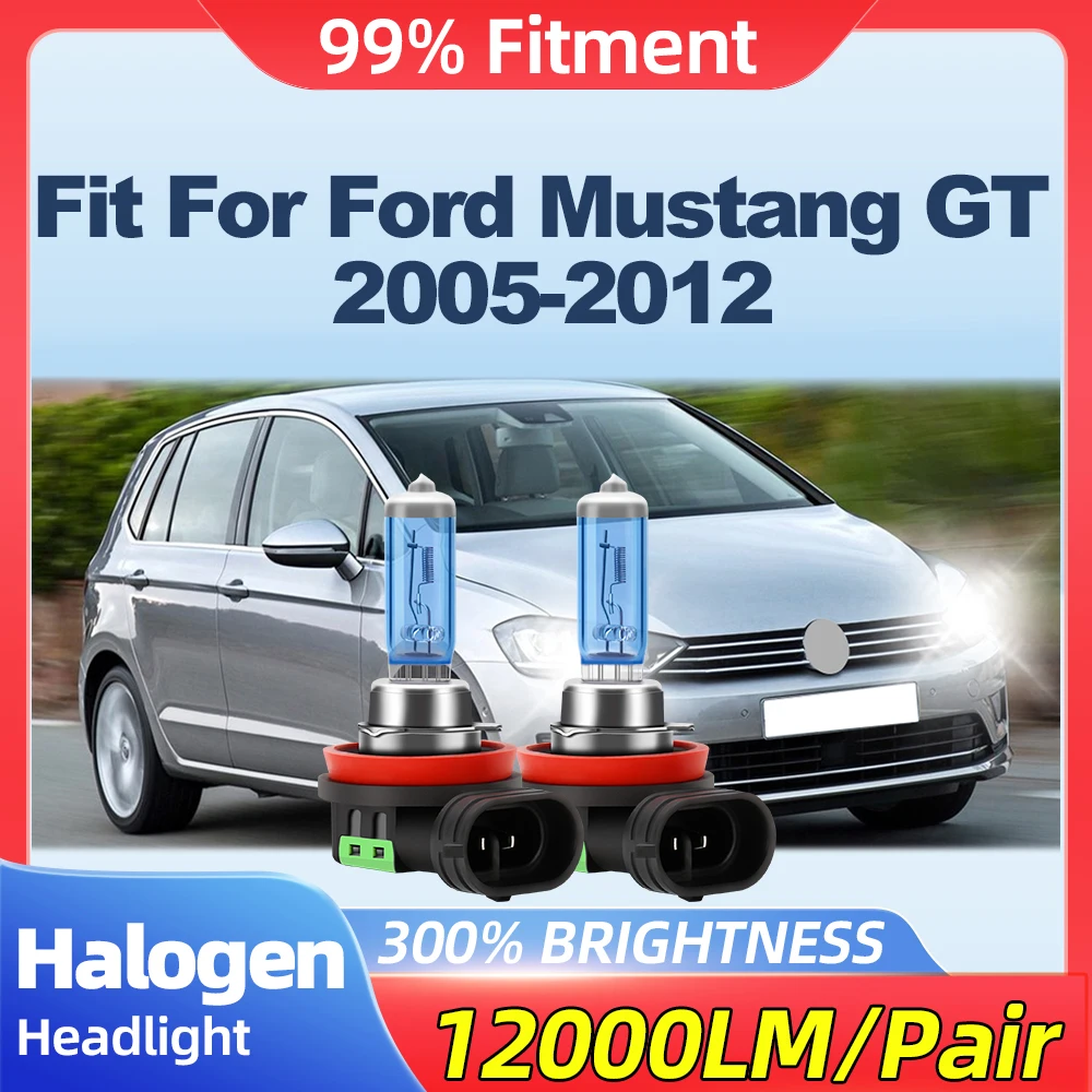 

Fit For Ford Mustang GT 2005 2006 2007 2008 2009 2010 2011 2012 100W Halogen Bulbs 12000LM Fog Lamps 12V 6000K Turbo Auto Lights