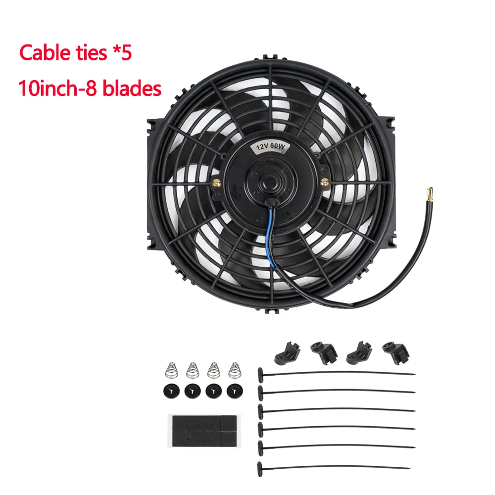Universele 7/9/10/12/14/16 Inch 12V 80W 2100RPM Auto airconditioning Elektronische Radiator Koelventilator Blade Elektrische Cool Kit